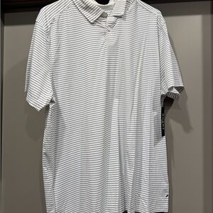 Rhone Men's White Striped Polo Shirt